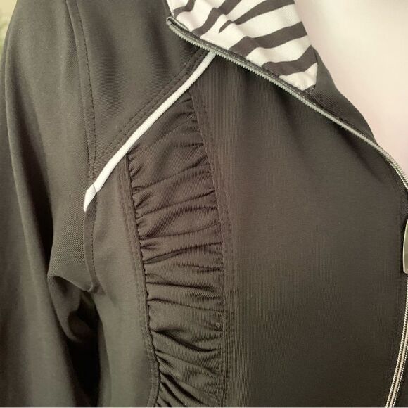 Bolle Black Zebra Accent Hooded Tennis Golf Zip Up Hooded Jacket Sz S - Picture 6 of 7